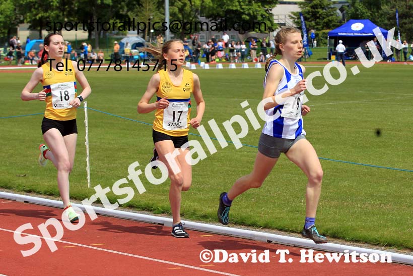 Womens Under-17s 3000 metres, 2022 Northern Inter Counties U17s and U15s Track and Field, York, Thursday, June 2nd. Photo: David T. Hewitson/Sports for All Pics